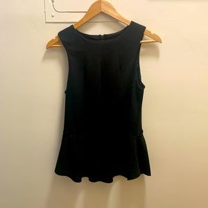Peplum Black Sleeveless Top Blouse with Zipper on Back